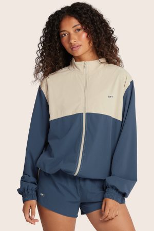 NYLON TRACK ZIP UP - COASTAL