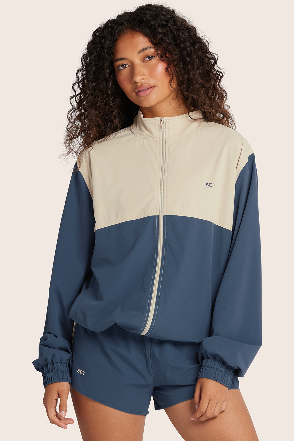 NYLON TRACK ZIP UP - COASTAL
