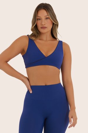 AIRLUXE BREATHE CONTRAST WRAP BRA - AQUA