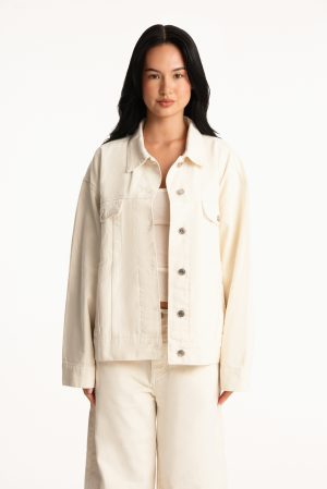 SET X PARKE OVERSIZED DENIM JACKET - CREAM