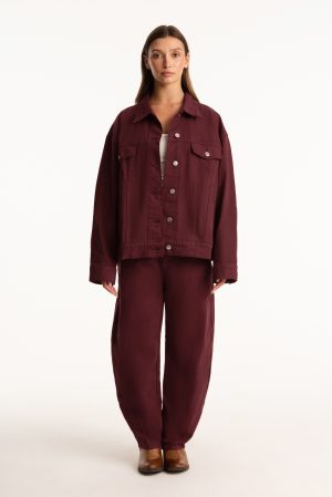 SET X PARKE OVERSIZED DENIM JACKET - RHUBARB
