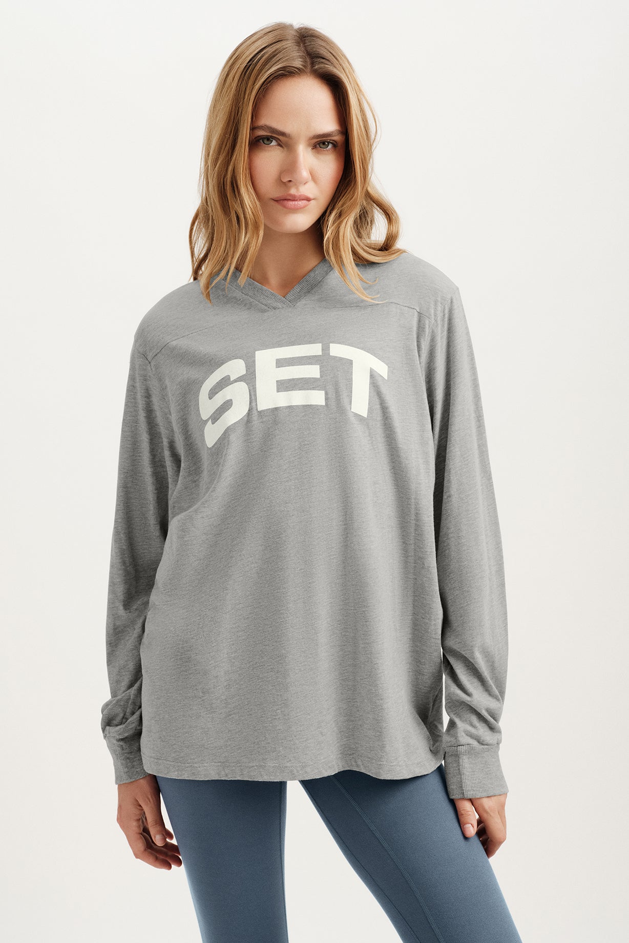 CLASSIC COTTON DAILY VARSITY LONG SLEEVE - FOG HEATHER GREY