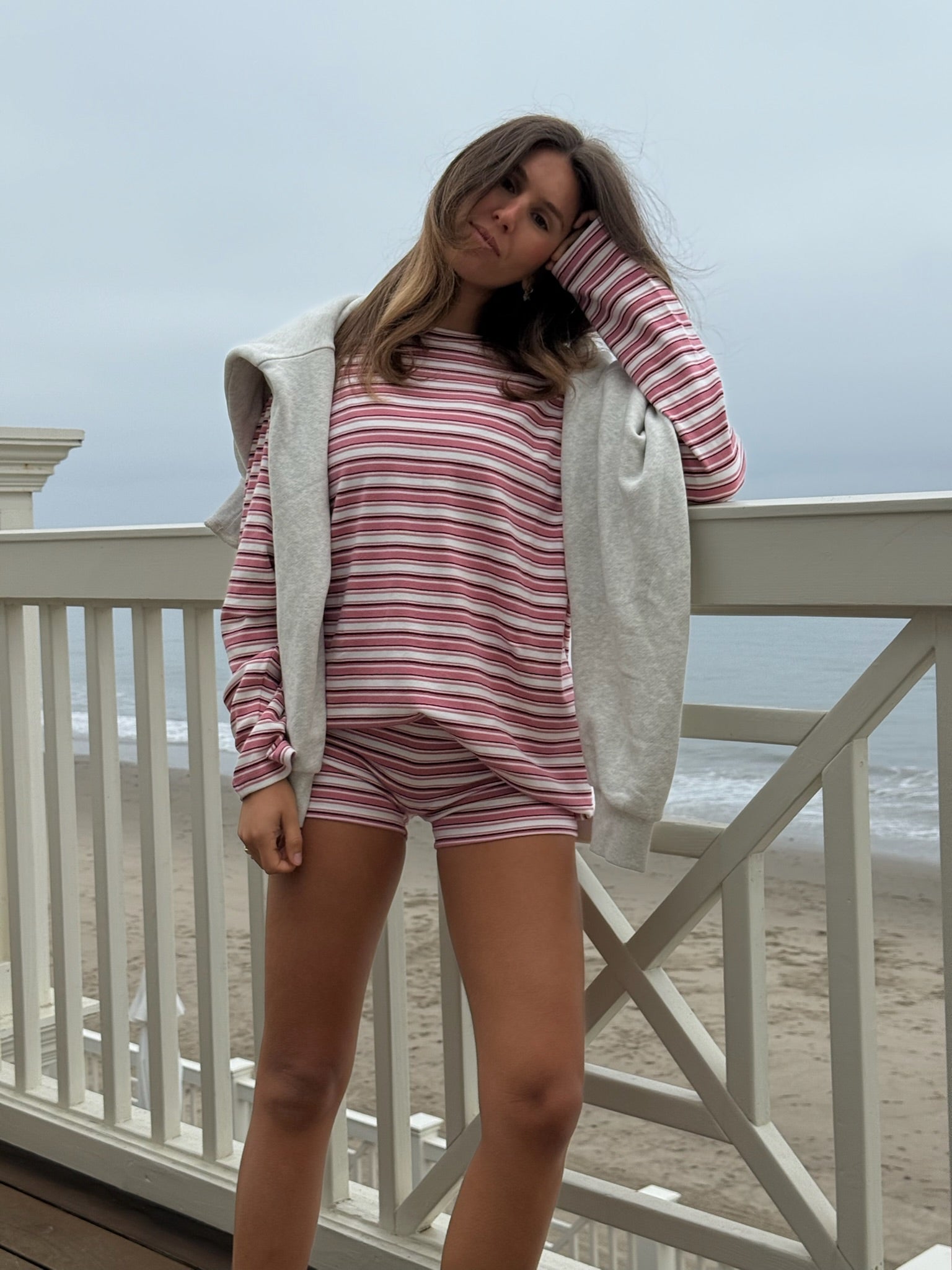 STRIPE JERSEY STRIPE PARKE OVERSIZED LONG SLEEVE (PREORDER) - NEAPOLITAN - Image 2