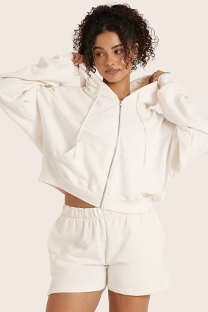 LIGHTWEIGHT SWEATS CLASSIC ZIP HOODIE - BLANC