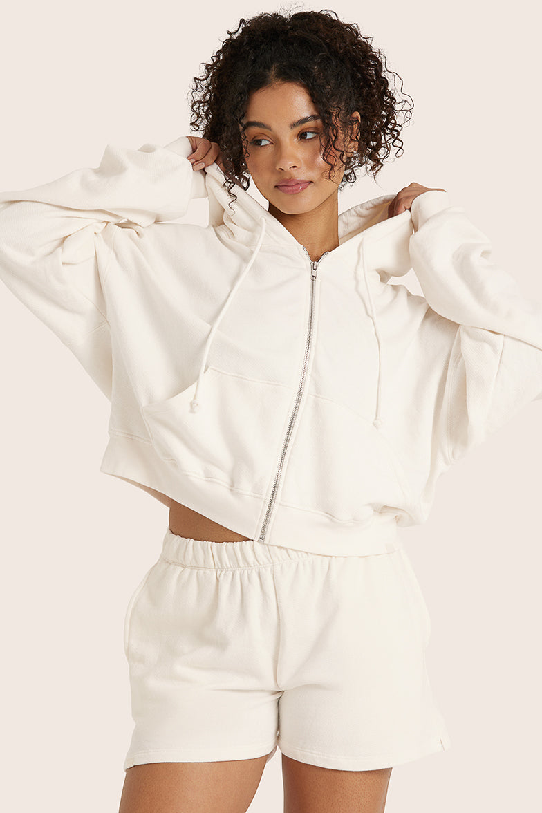 LIGHTWEIGHT SWEATS CLASSIC ZIP HOODIE - BLANC
