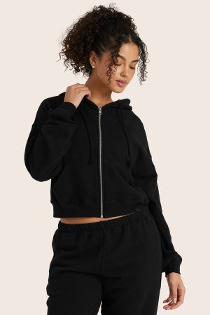 LIGHTWEIGHT SWEATS CLASSIC ZIP HOODIE - ONYX