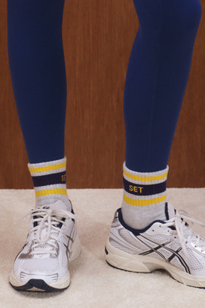 SET STRIPE SHORTY SOCKS - HEATHER GREY/VARSITY